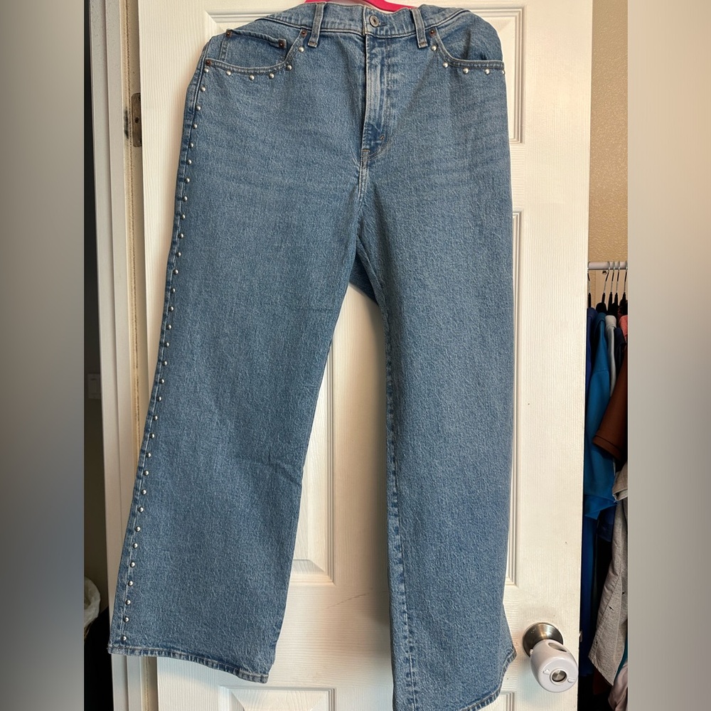 Abercrombie & Fitch Light Blue Denim with Pearl Accents